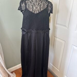 Elegant Black Lace Top Maxi Dress